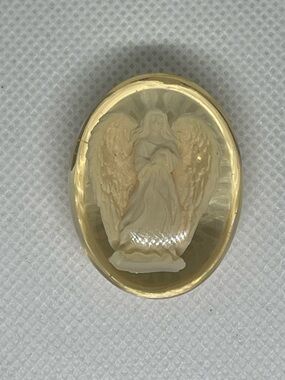 Vintage Pocket Angel in Lucite Token Catholic Prayer Amulet Christian Keepsake